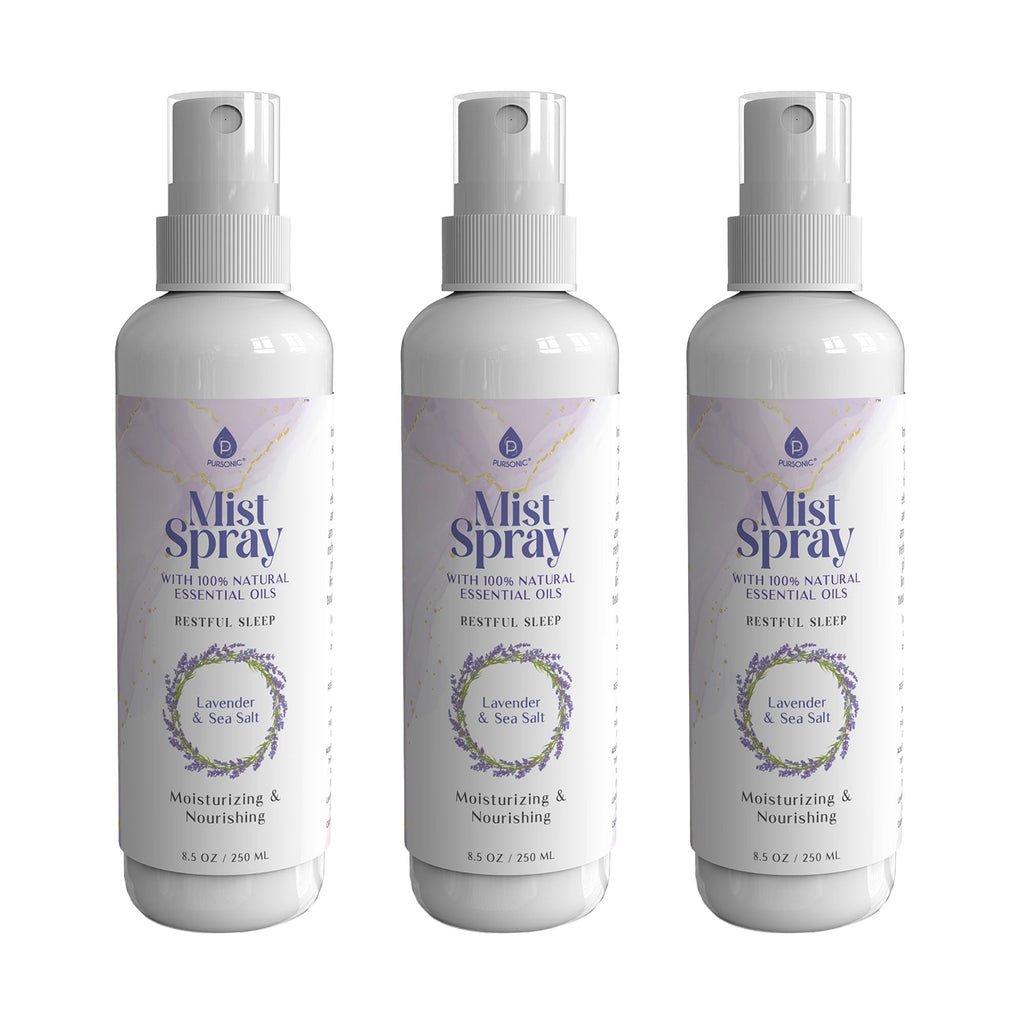 Pursonic Lavender & Sea Salt Aromatherapy Mist Spray Bundle – 3-Pack with 100% Natural Essential Oils