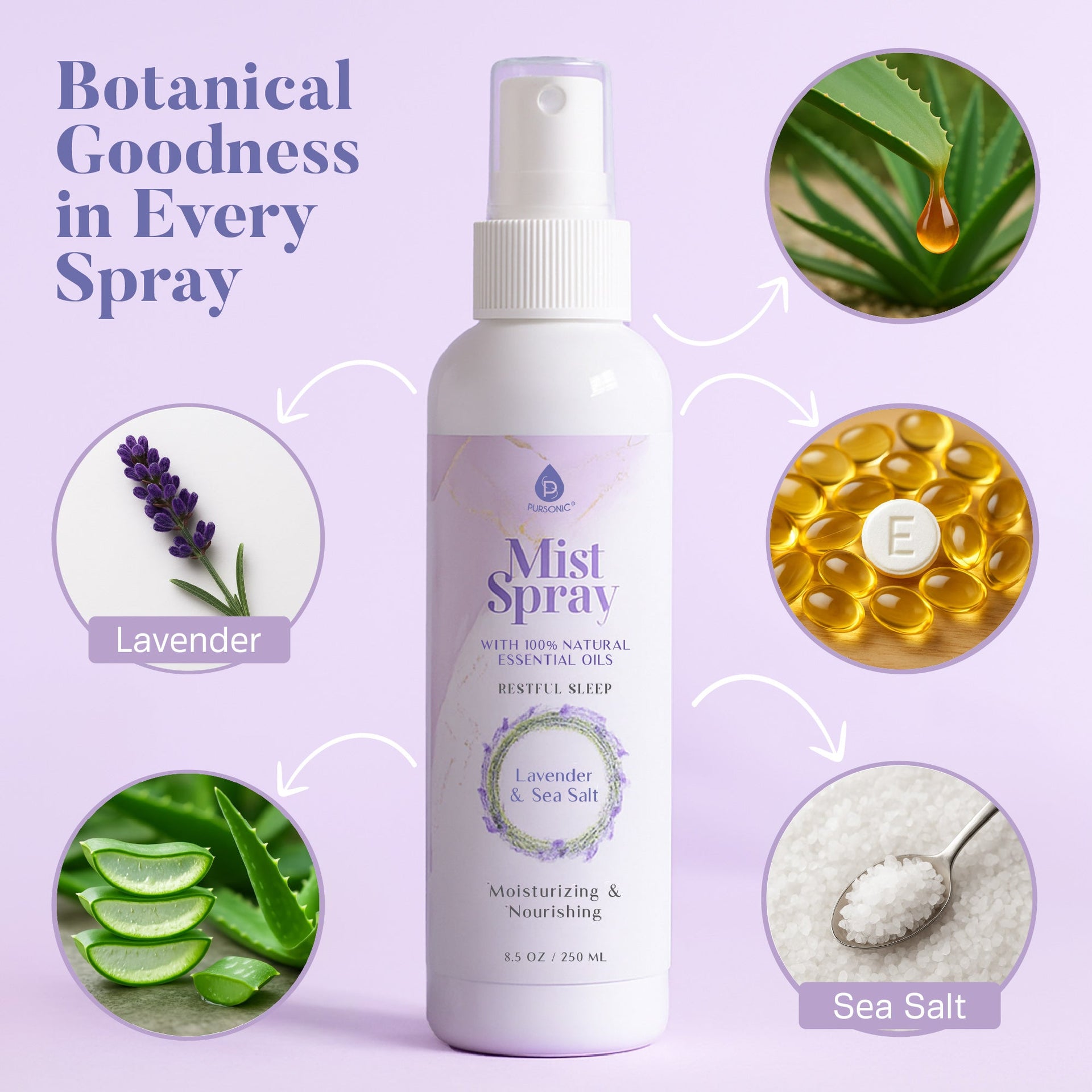 Mist Spray with 100% Natural Essential Oils – Lavender & Sea Salt Aromatherapy