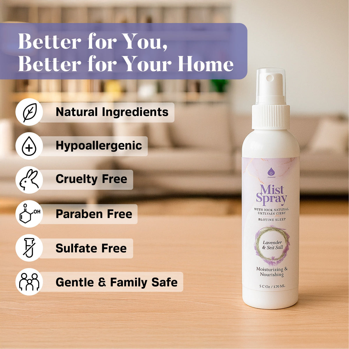 Mist Spray with 100% Natural Essential Oils – Lavender & Sea Salt Aromatherapy
