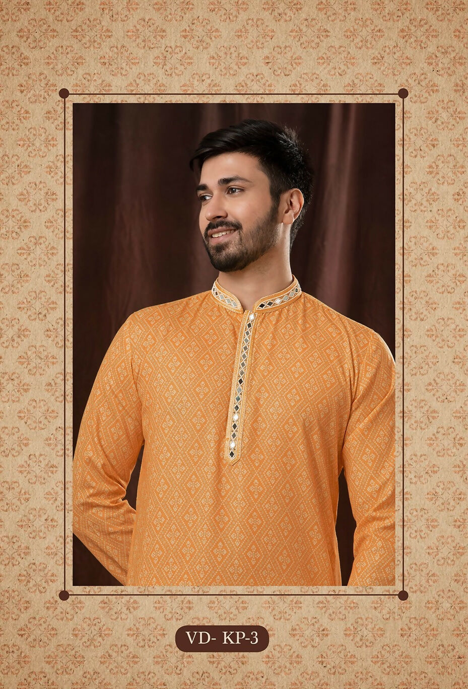 Boys Traditional Orange Art Silk Kurta Pyjama Set