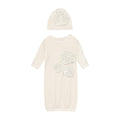 Dahlia Flower Layette Gown & Flower Hat Set in Natural