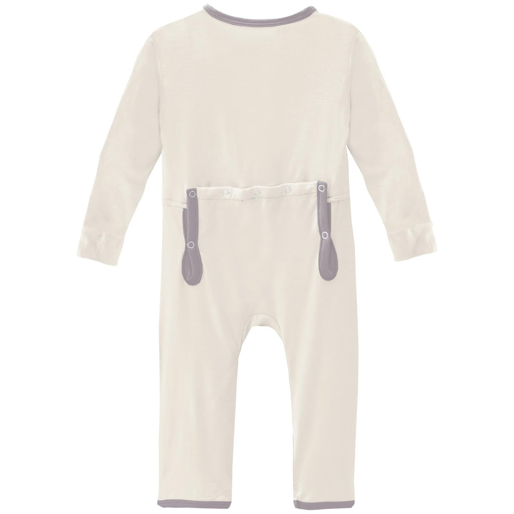 Coverall with 2 Way Zipper in Natural with Feather