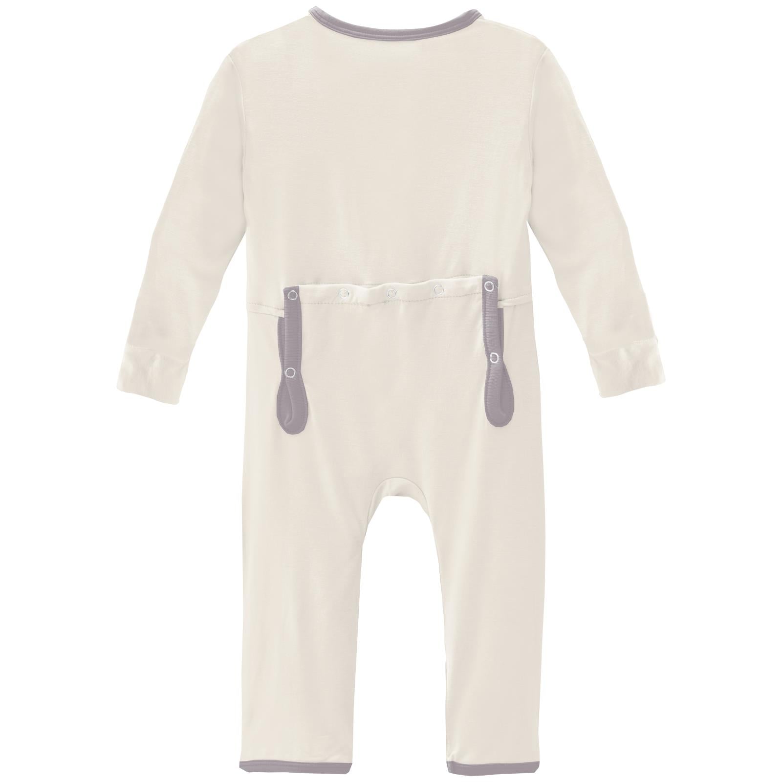 Coverall with 2 Way Zipper in Natural with Feather