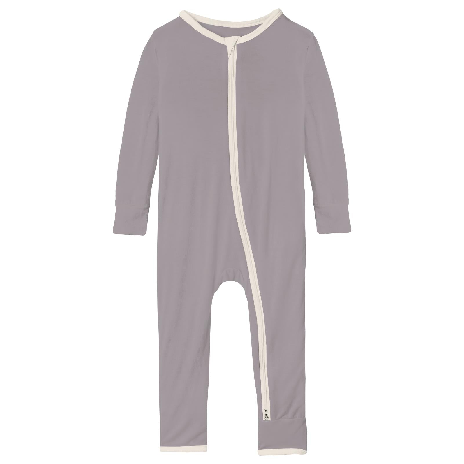 Coverall with 2 Way Zipper in Feather with Natural