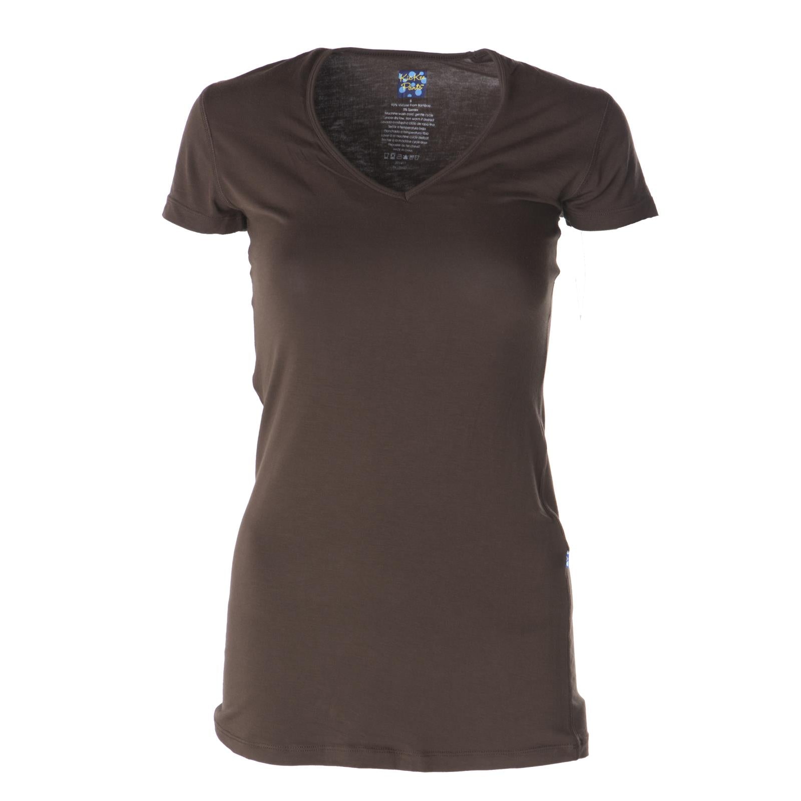 Short Sleeve One Tee in Bark color showing a relaxed fit bamboo fabric top