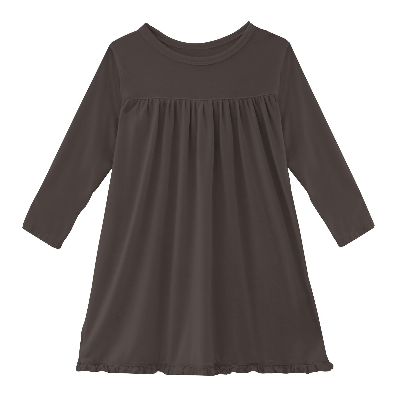 Long Sleeve Swing Dress in Bark