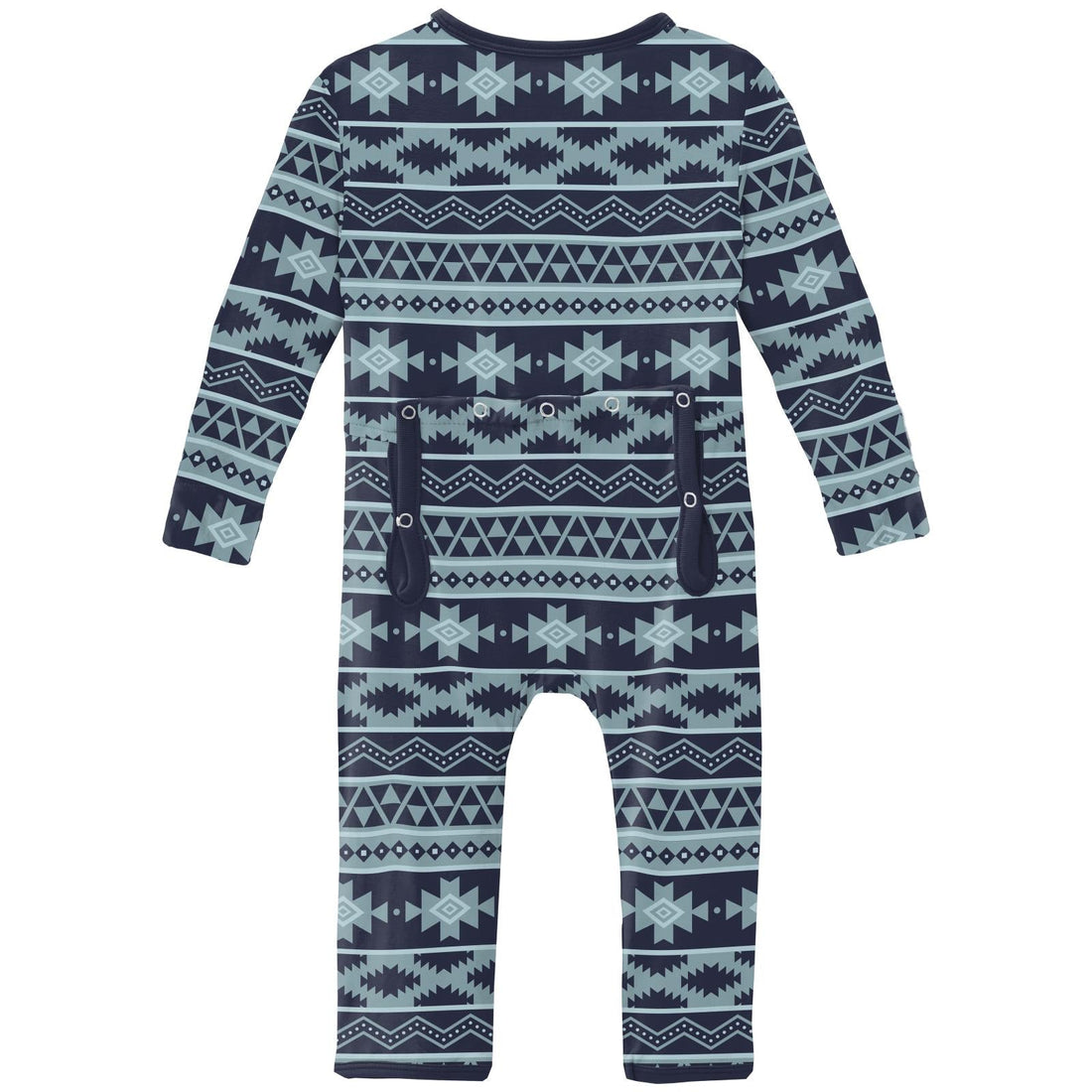 Print Coverall with 2 Way Zipper in Peacoat Mayan Print