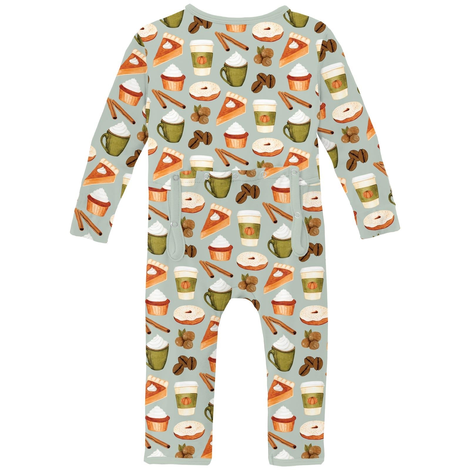 Print Coverall with 2 Way Zipper in Aloe Pumpkin Spice