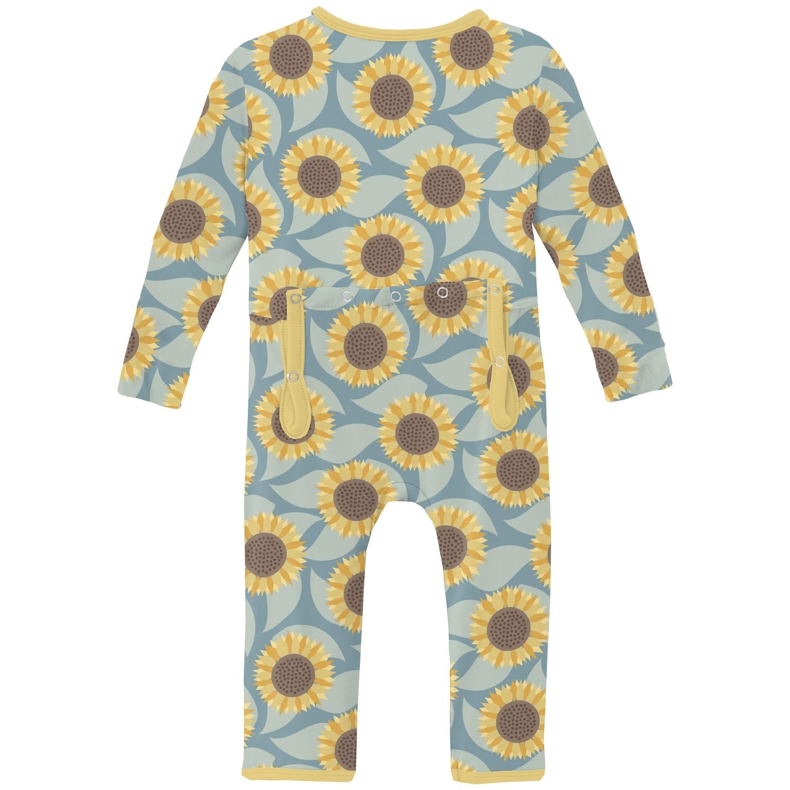 Print Coverall with 2 Way Zipper in Stormy Sea Sunflower