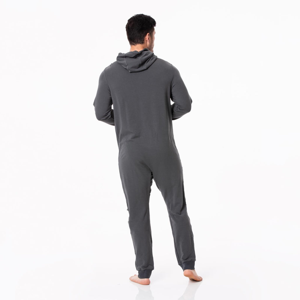 Adult Fleece Jumpsuit with Hood in Pewter