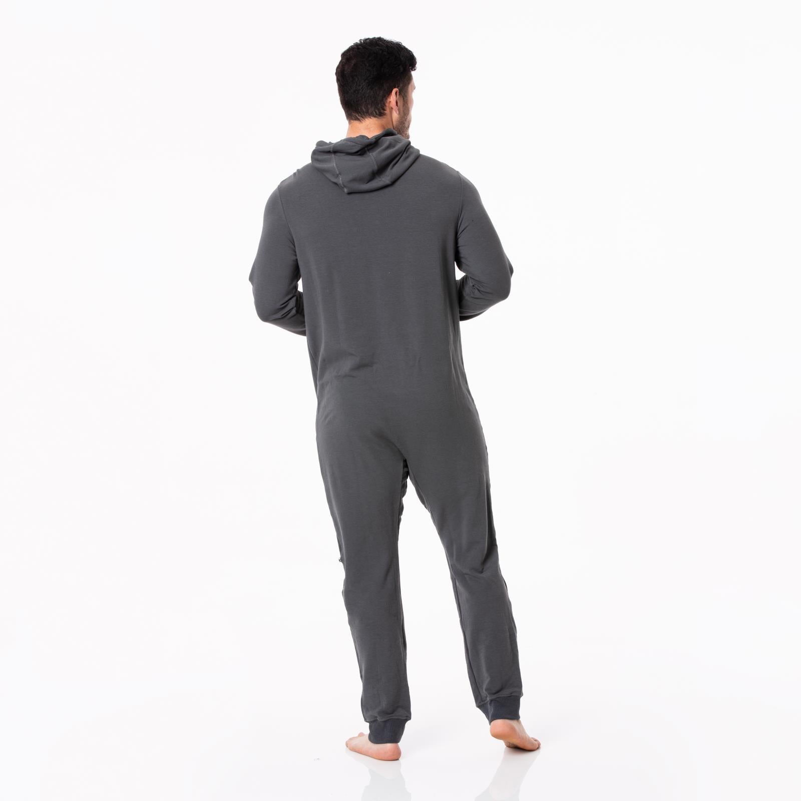 Adult Fleece Jumpsuit with Hood in Pewter