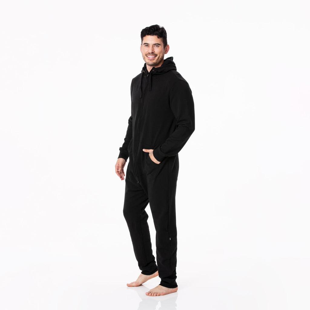 Adult Fleece Jumpsuit with Hood in Midnight