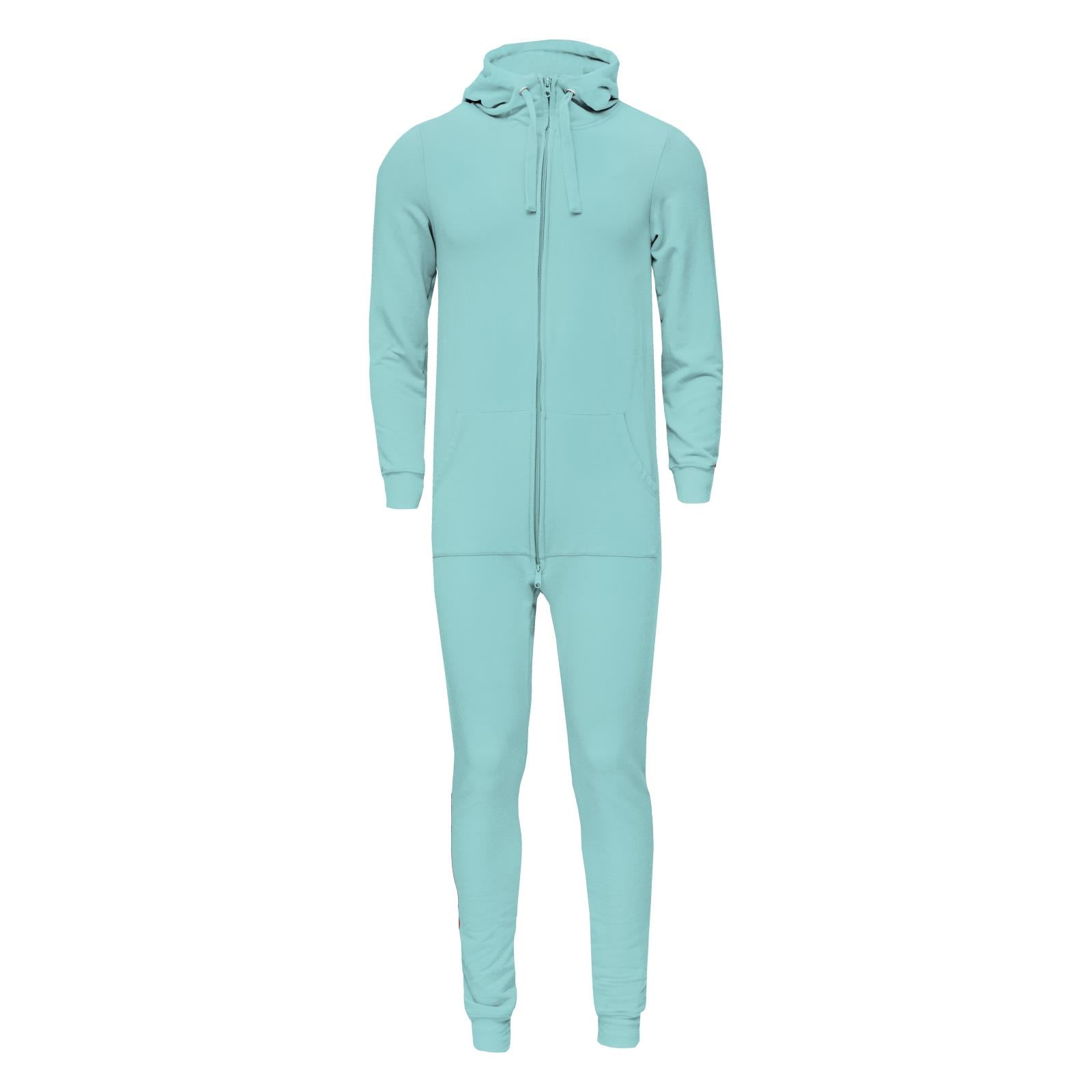 Adult Fleece Jumpsuit with Hood in Summer Sky