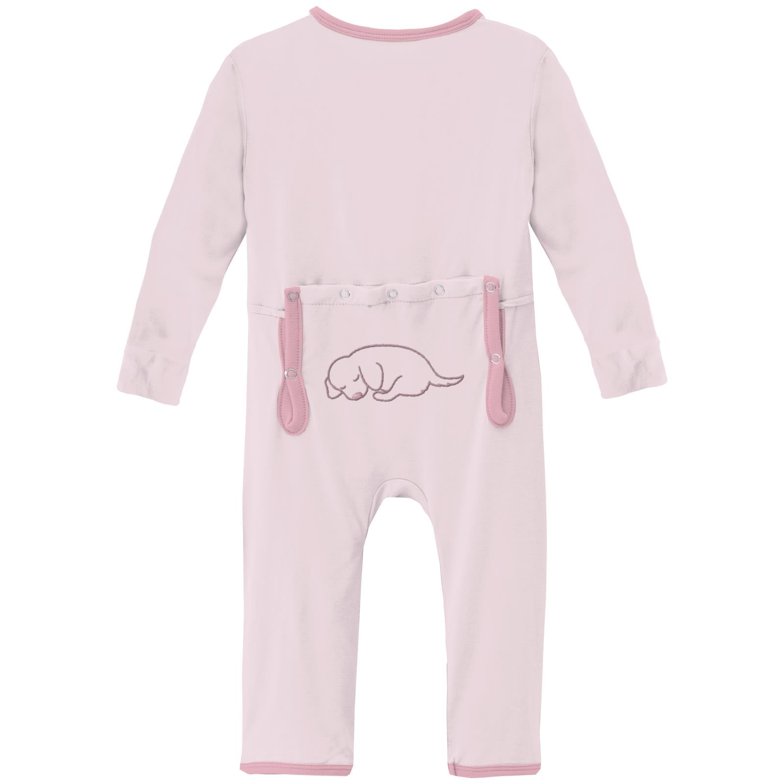 Applique Coverall with 2 Way Zipper in Shrinking Violet Dog