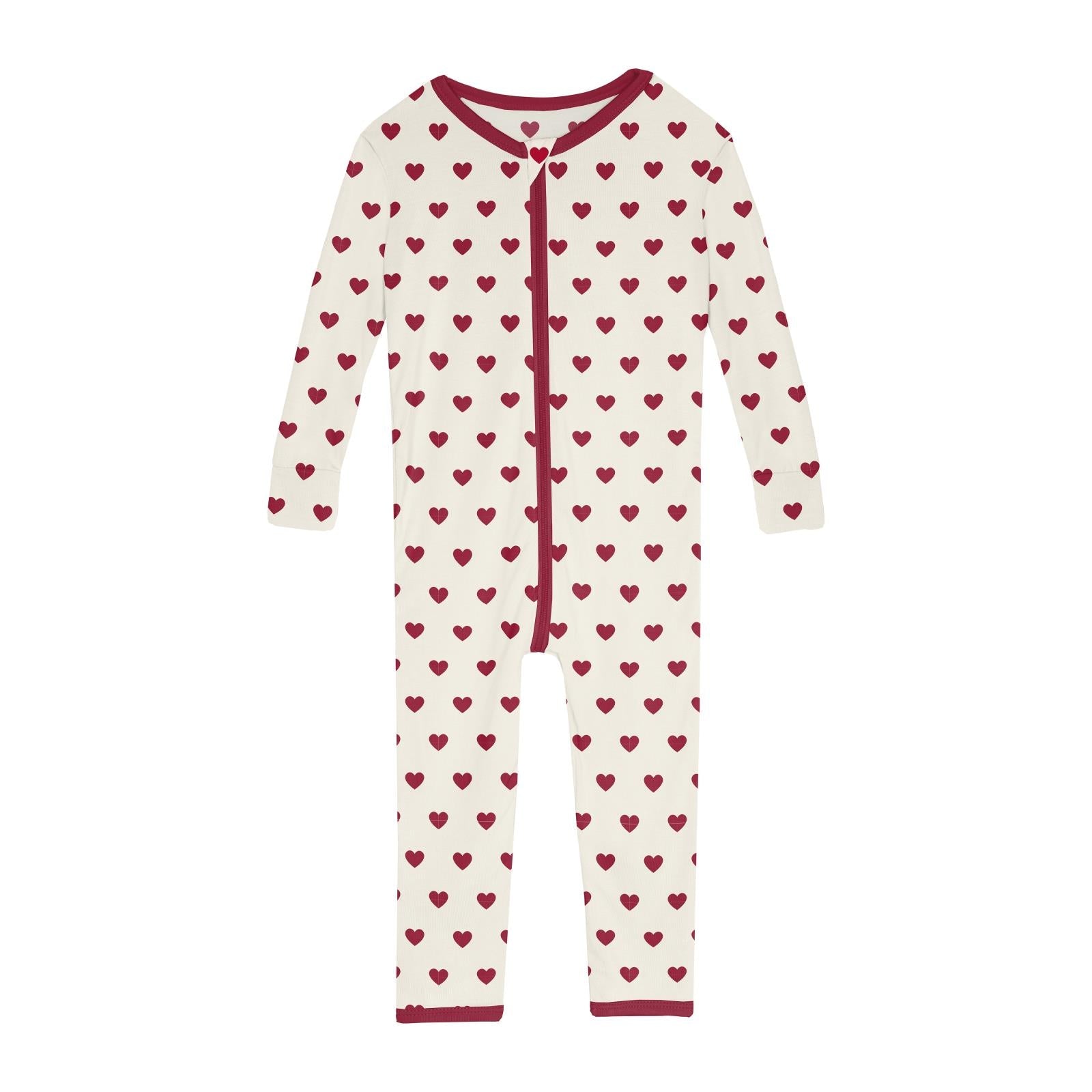 Print Convertible Sleeper with Zipper in Natural Hearts