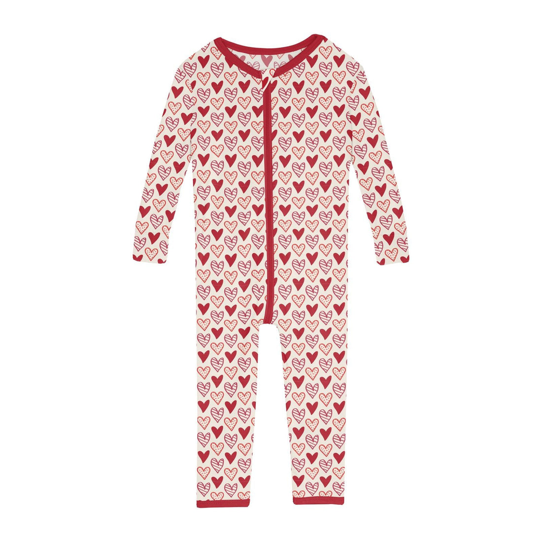 Print Convertible Sleeper with Zipper in Natural Heart Doodles