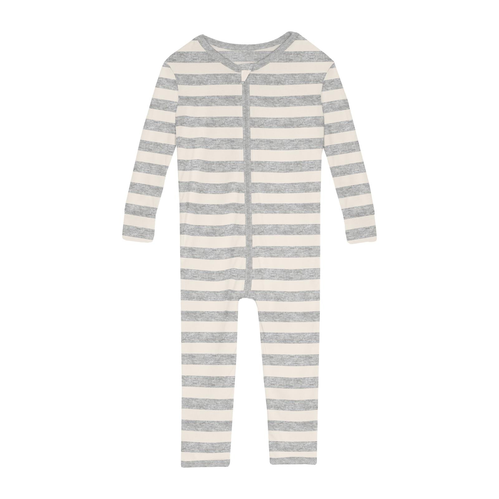 Print Convertible Sleeper with Zipper in Heathered Mist Sweet Stripe