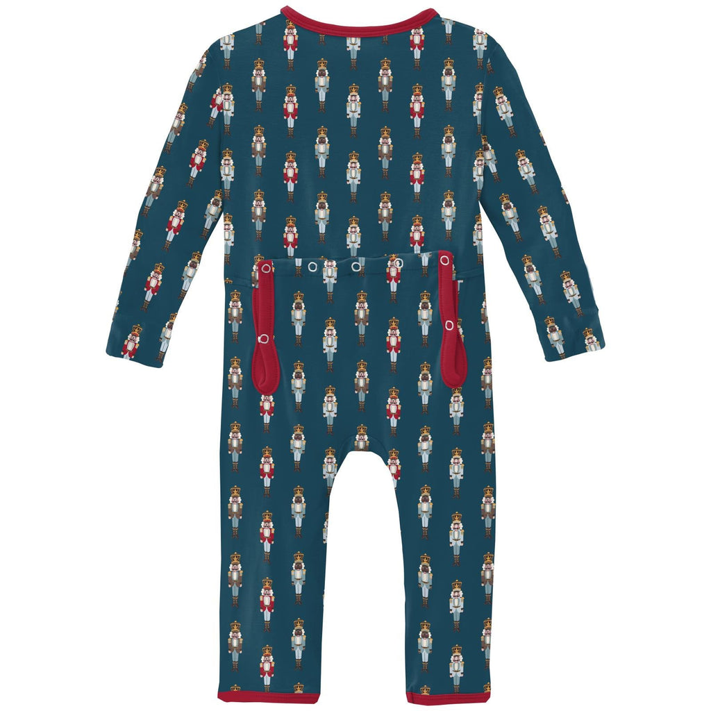 Print Coverall with 2 Way Zipper in Peacock Nutcrackers
