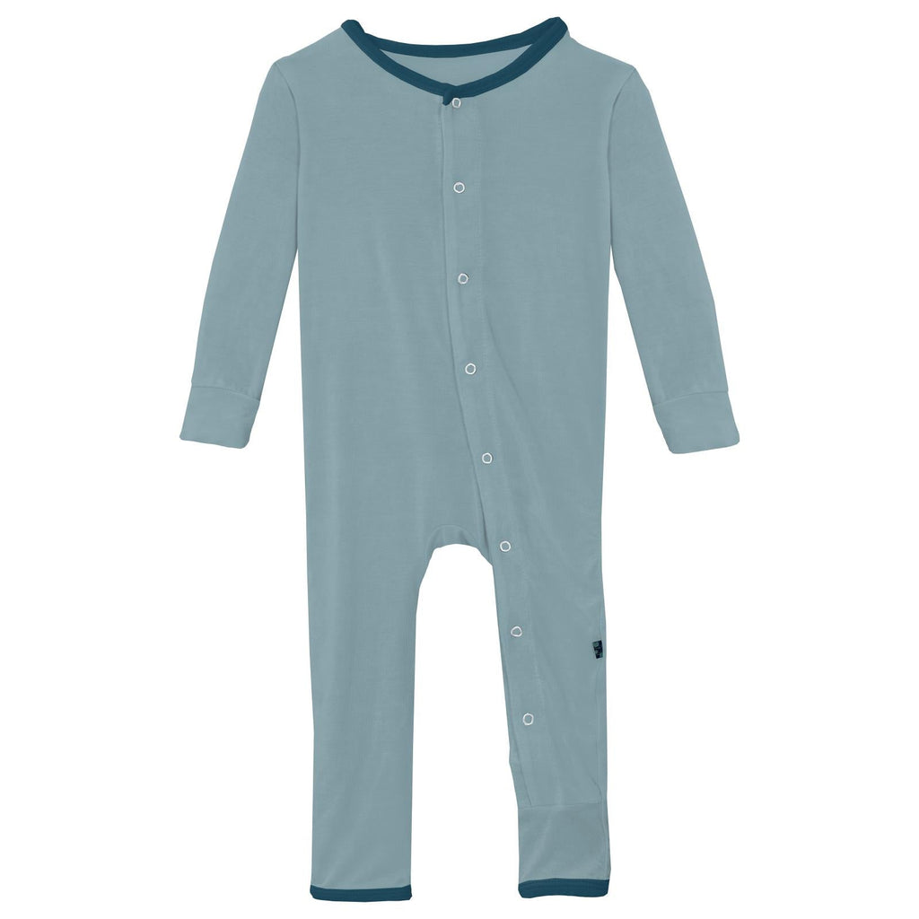 Applique Coverall with Snaps in Stormy Sea Whale