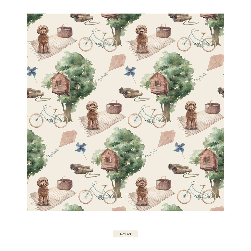 Print Finn Zip Tank Romper in Natural Tree House