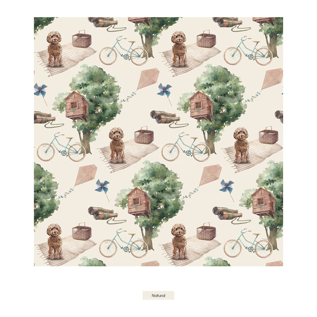 Print Finn Zip Tank Romper in Natural Tree House