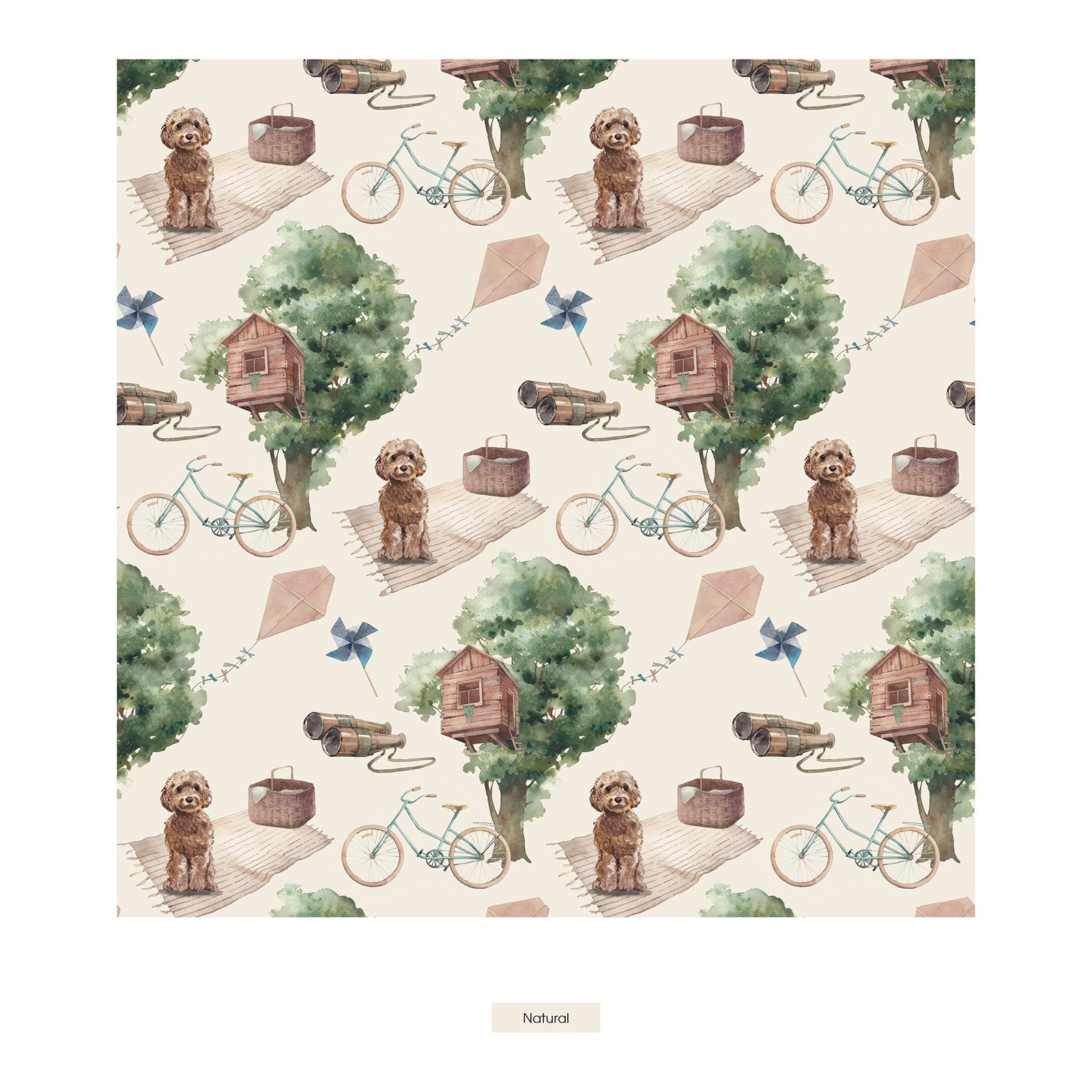 Print Finn Zip Tank Romper in Natural Tree House