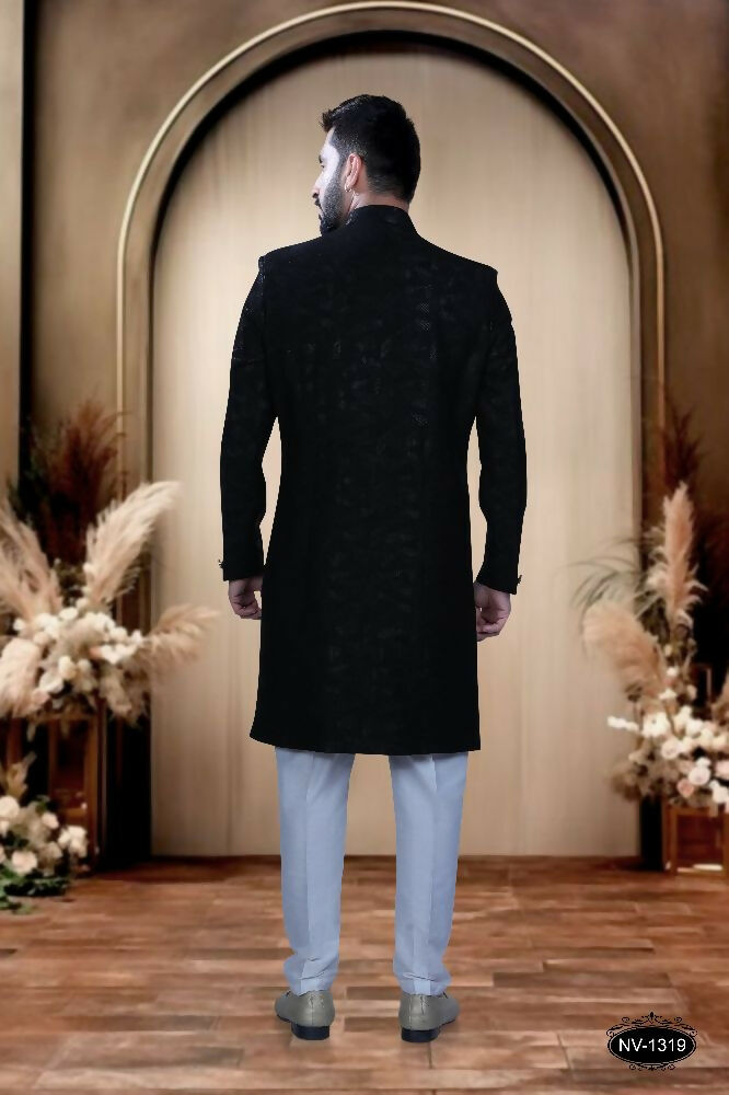Boys Traditional Black Kurta with Pyjama Indo-Western Set