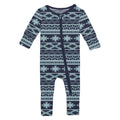 Print Convertible Coverall in Peacoat Mayan Print