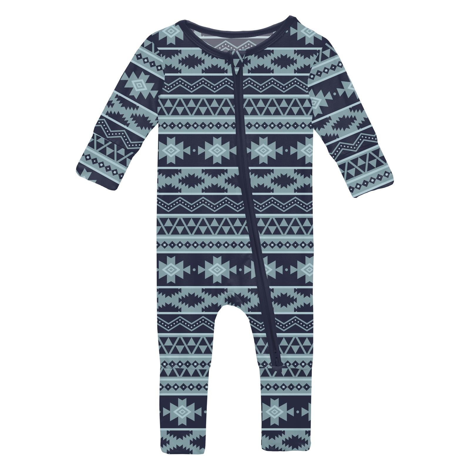 Print Convertible Coverall in Peacoat Mayan Print