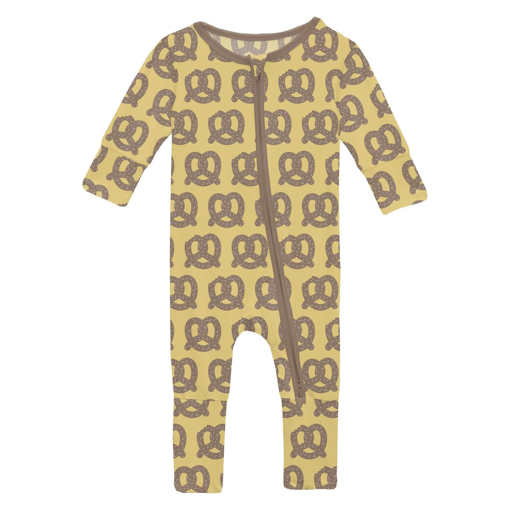 Print Convertible Coverall in Flax Giant Pretzel