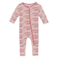 Print Convertible Coverall in Baby Rose Fair Carousel
