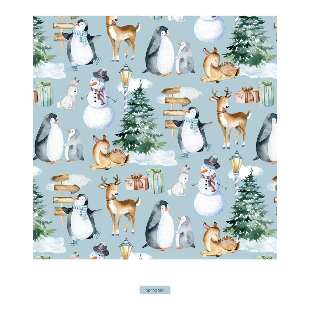 Print Bib Set of 3 in Baby Rose Arctic Animals, Chalkboard Snowflakes & Spring Sky Winter Woodland