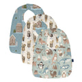 Print Bib Set of 3 in Aloe Arctic Animals, Natural Hot Chocolate & Stormy Sea Gingerbread Town
