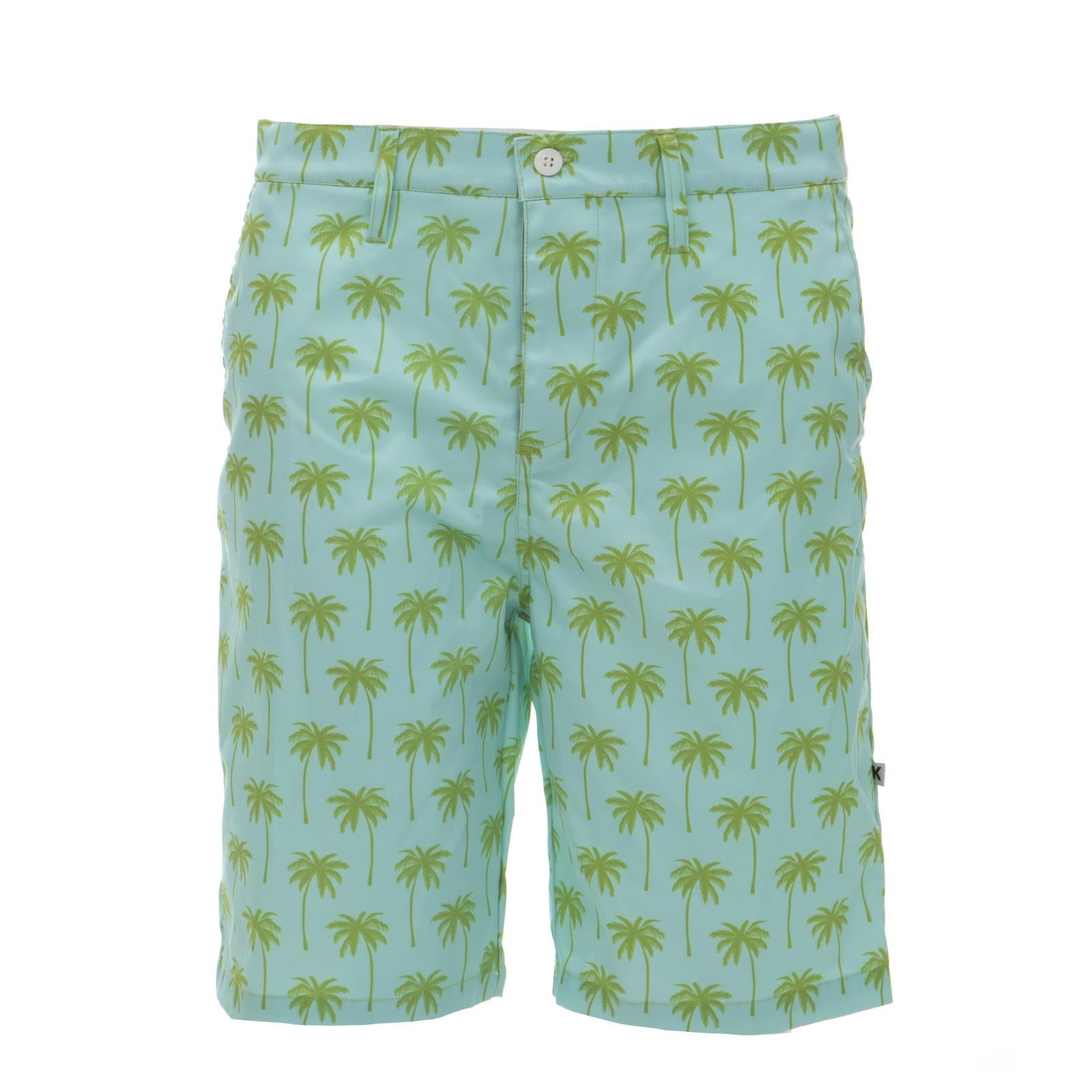 Men's Hybrid Swim Shorts in Sky Blue and Green Palm Print