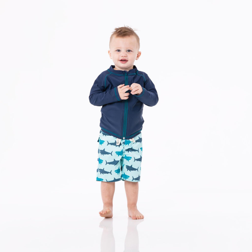 Long Sleeve Zip-Front Swim and Sun Cover Up in Peacock