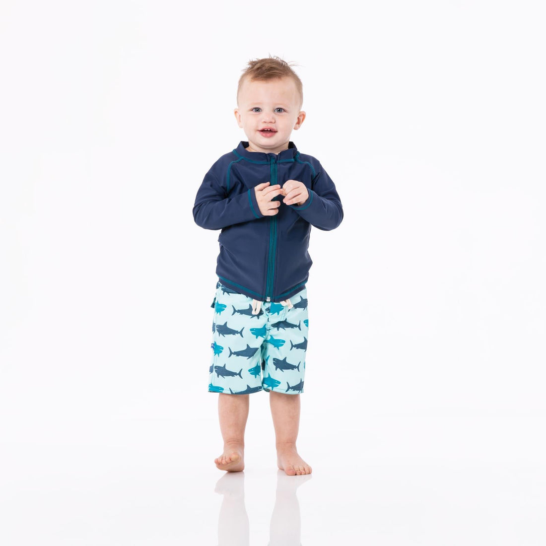 Long Sleeve Zip-Front Swim and Sun Cover Up in Peacock