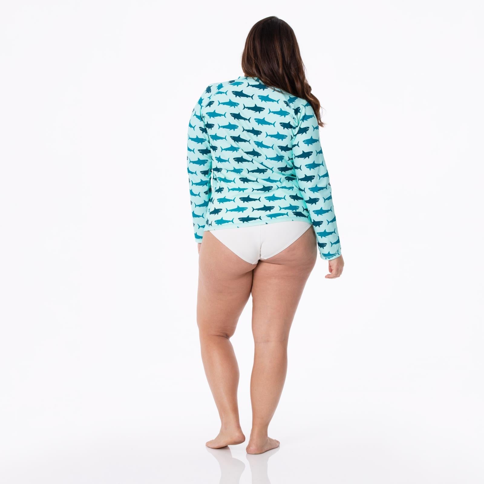 Women's Long Sleeve Swim and Sun Cover Up in Summer Sky Megalodon