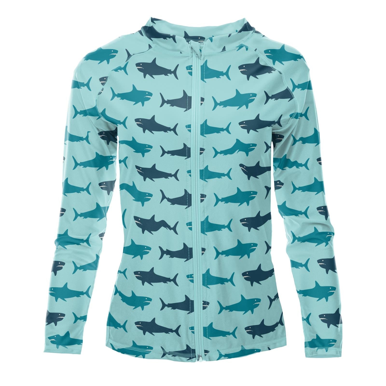 Women's Long Sleeve Swim and Sun Cover Up in Summer Sky Megalodon