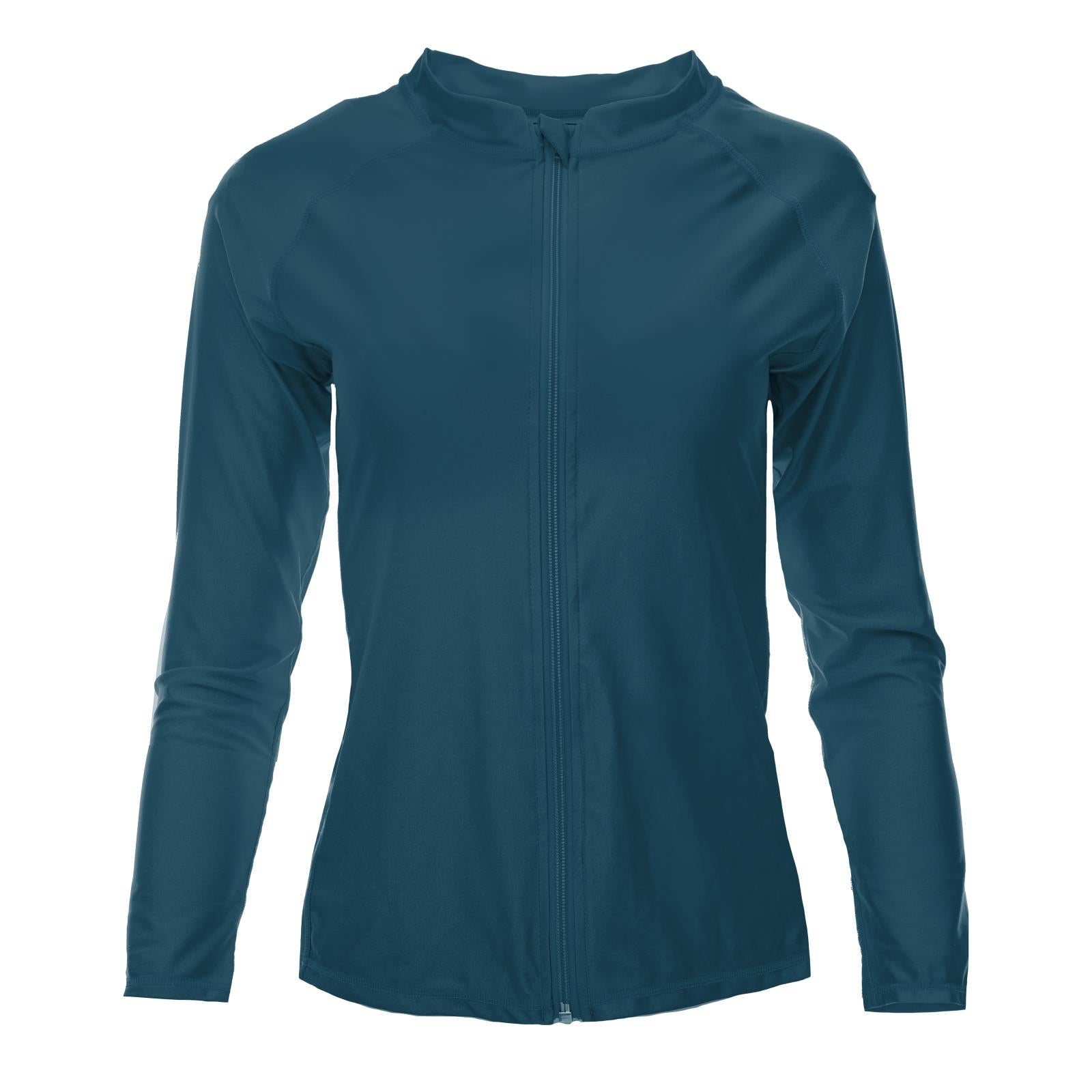 Women's Long Sleeve Swim Cover Up in Peacock Navy Blue