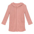 Buttery soft terry zip-front robe in a rich Blush clay-rose color.