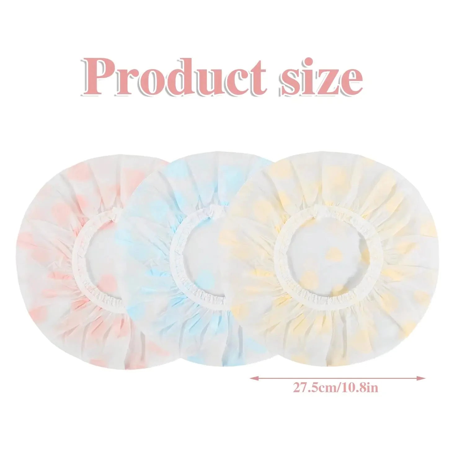 Waterproof Shower Caps, 3 Pcs Plastic Reusable Shower Caps Elastic Band Bath Caps for Women Ladies Spa Salon F