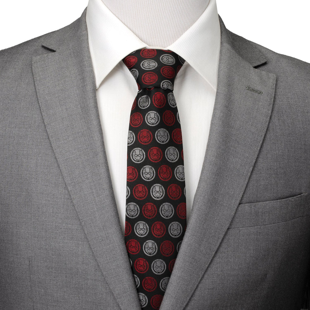 Marvel Ant-Man Helmet Print Necktie in Red and Charcoal Gray - Image 2