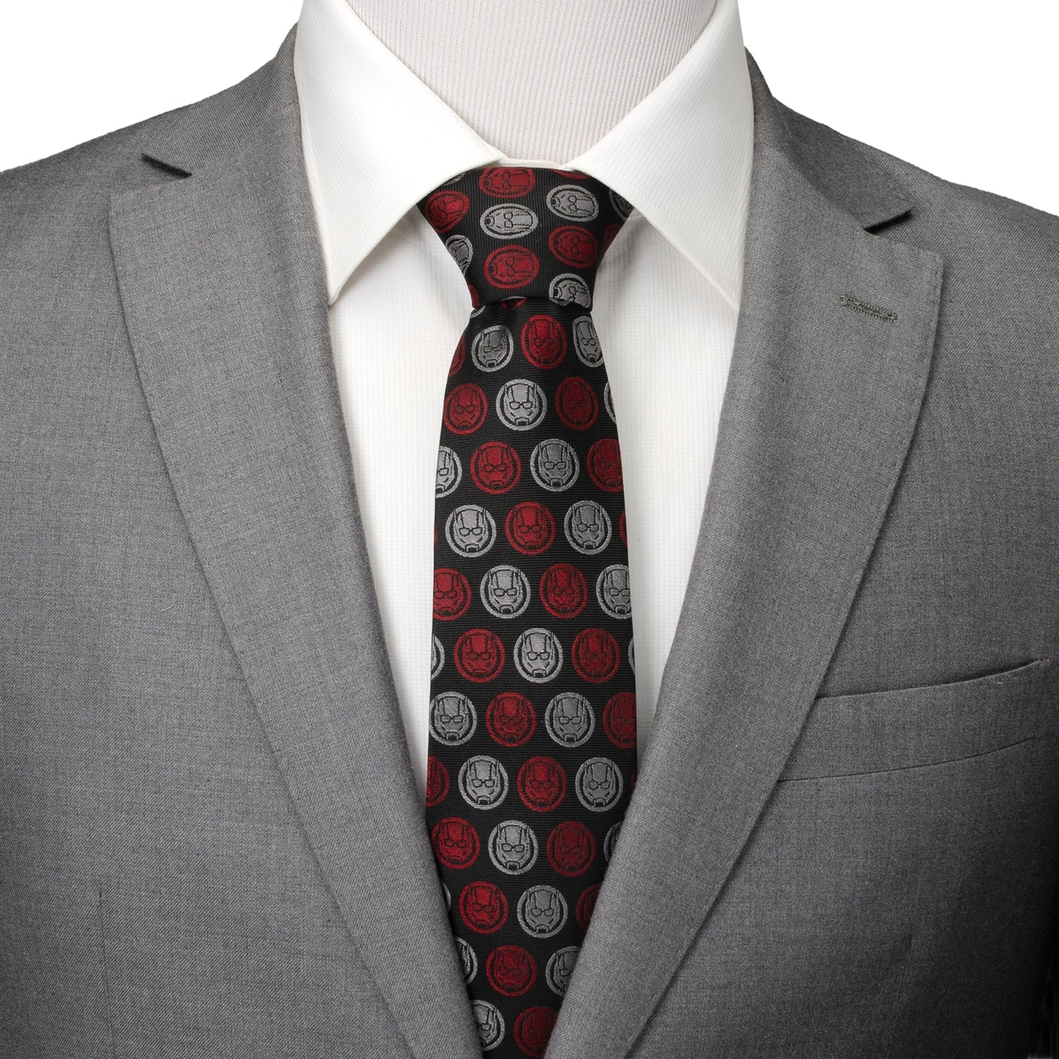 Marvel Ant-Man Helmet Print Necktie in Red and Charcoal Gray - Image 2