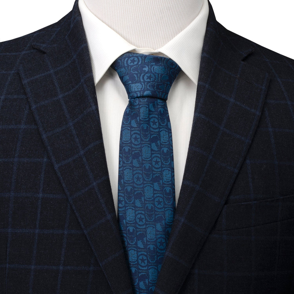 Marvel Avengers Tonal Blue Necktie Featuring Iconic Superheroes - Image 2