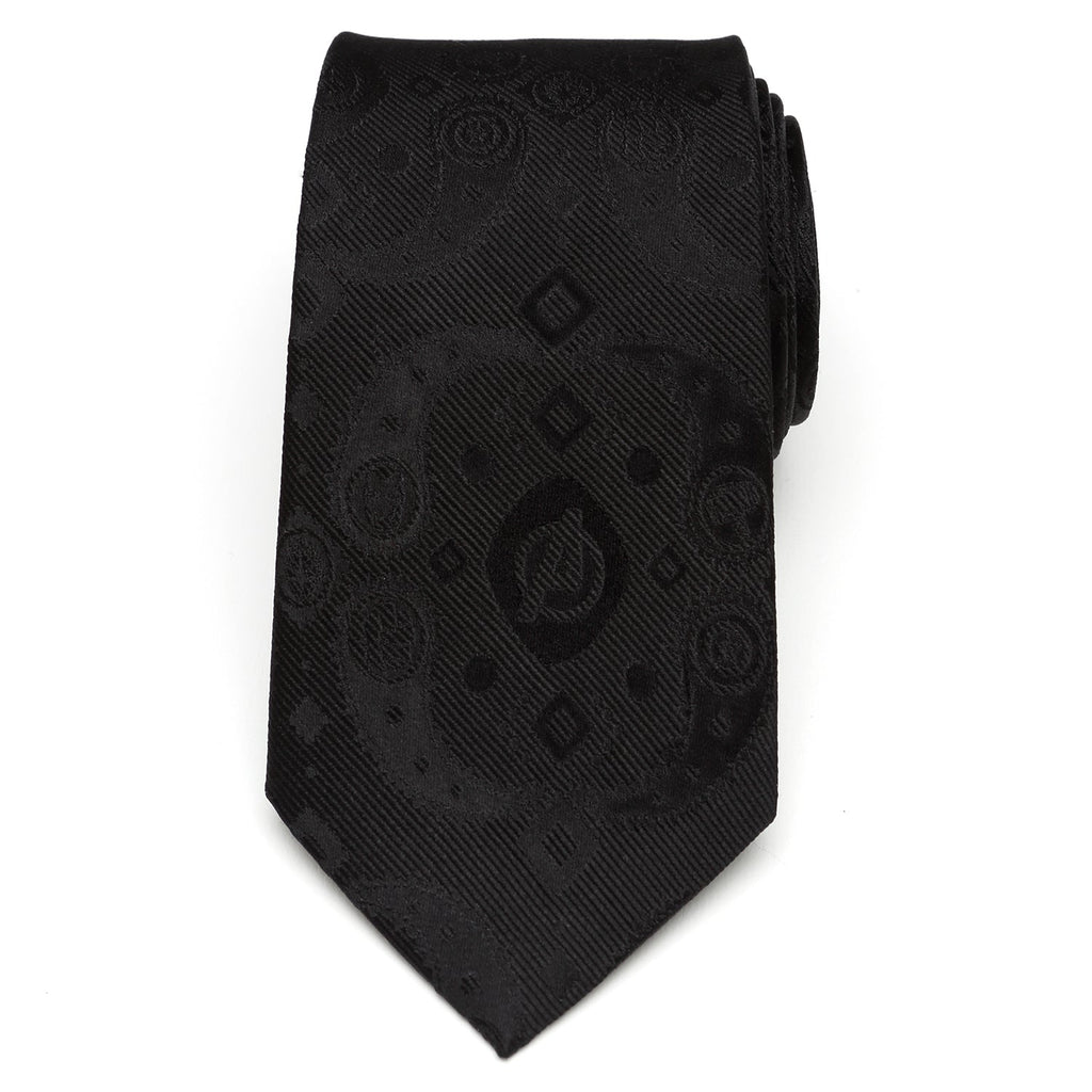 Marvel Avengers Paisley Icons Print Black Silk Tie - Image 3