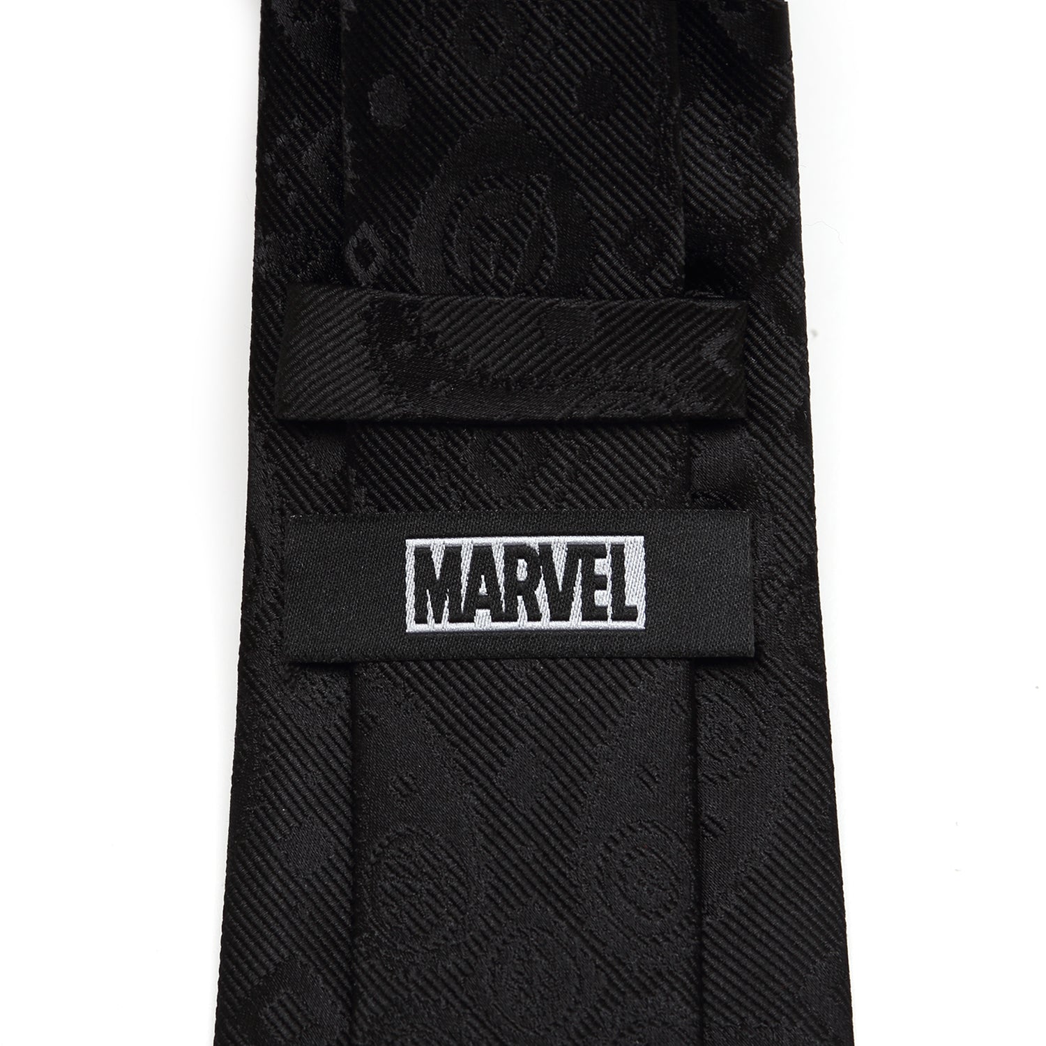 Marvel Avengers Paisley Icons Print Black Silk Tie - Image 4