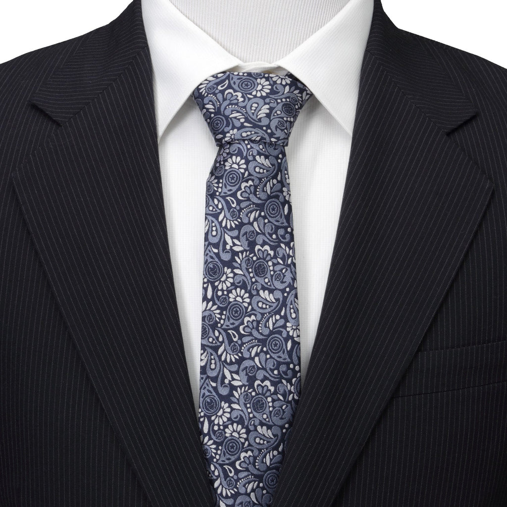 Marvel Avengers Paisley Icon Navy Blue Silk Necktie - Image 2