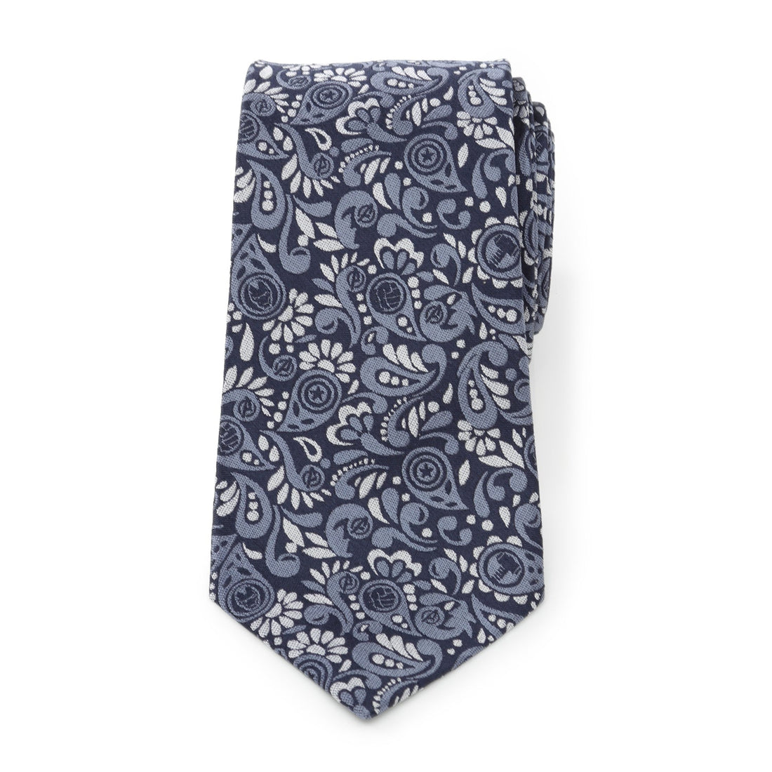 Marvel Avengers Paisley Icon Navy Blue Silk Necktie - Image 3