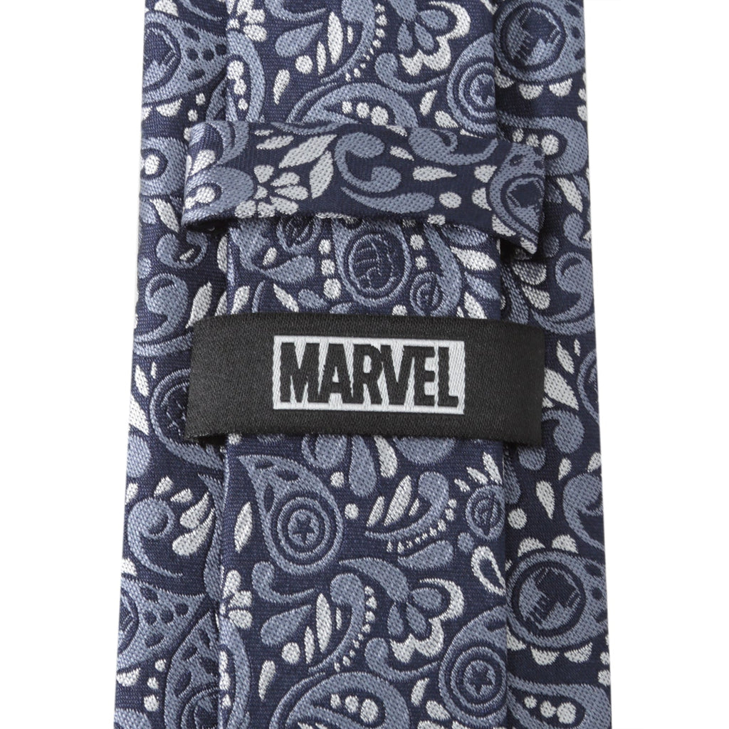 Marvel Avengers Paisley Icon Navy Blue Silk Necktie - Image 4