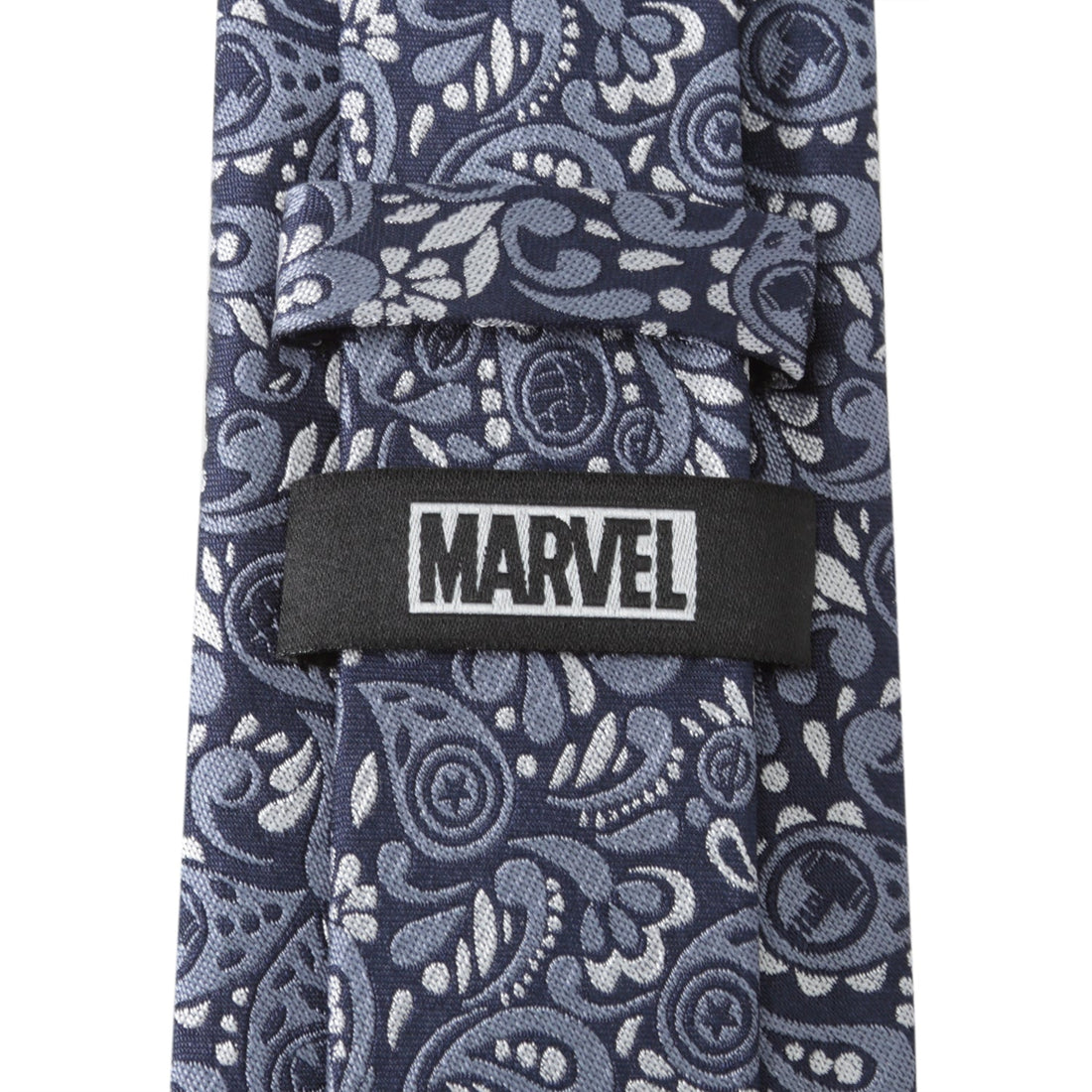 Marvel Avengers Paisley Icon Navy Blue Silk Necktie - Image 4